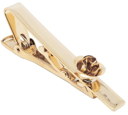 Jonwo Rose Blume 5.7cm Krawattenklammern für Herren In Geschenkbox Herren Krawattennadel Tie Clip Krawatte Geschäft Jubiläum Geschenk Hochzeit (Vergoldet)