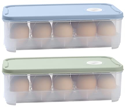 2 Stück Eierbox, Eierbehälter, KühlSchrank Eier Behälter mit Deckel, Eieraufbewahrungsboxen, Eier Transportbox Kunststoff für Kühlschrank, Küche, 10 Eier