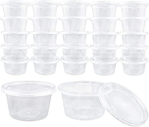Augshy 50 Pack Slime Storage Containers,4oz Slime Storage Pots Slime Beads Storage Containers with Lids Clear Storage Containers for Slime