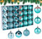 24 Stücke Weihnachtskugeln Kunststoff Set,6cm Christbaumkugeln mit Anhänger und Schlüsselband Christbaumschmuck,Glitzernd Weihnachtsbaum Bälle Hängende Kugel für Weihnachten Hochzeitsfest(Blau)