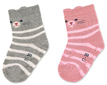 Sterntaler Mädchen Abs Krabbelsocken Dp Katze Socken, Hellgrau Melange, 20 EU