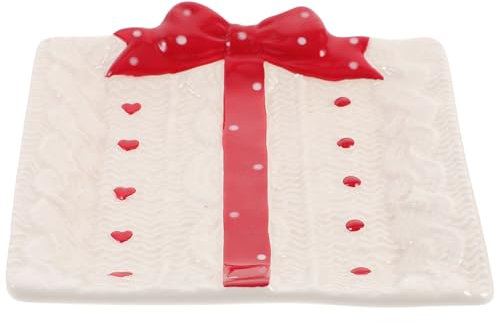 Cabilock Rundes Serviertablett aus Keramik, Rot, 30,5 cm