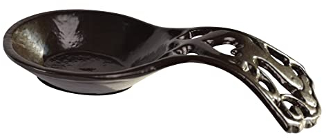 MINLUFUL Cast Iron Spoon Rest Holder, Heat Resistant Metal Spoon Rest Holder for Stove Top and Countertop Use as Spatula and Fork Rest while Cooking, Coffee Gold