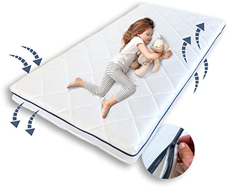 Kids Collective Kindermatratze AERO Plus mit einem Klimavlies 10 cm hoch Babymatratze 60x120 I 70x140 I 80x160 I 80x180 I 90x200 Matratze für Babybett oder Kinderbett 120 x 60 Körpergewicht bis 60kg