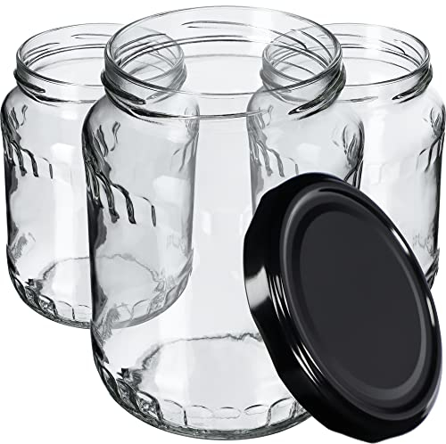 KADAX 24st Einmachgläser 720 ml, ideal zum Einkochen und Aufbewahren, Gläser mit Schraubverschluss, Einkochgläser mit Schraubdeckel, Twist Off to 82, Vorratsgläser zum Einlegen (Schwarz)