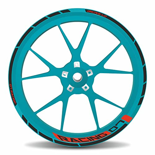 Felgenrand Aufkleber adesivo per cerchioni Rosso Nero Compatibile per Yamaha MT-07 Cyan Storm X710123VA