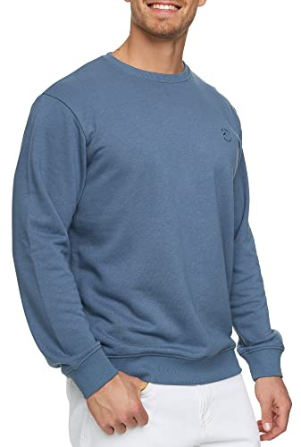 Indicode Herren Holt Sweatshirt aus Baumwollmischung | Sweater mit RIPP-Bündchen Pullover für Männer China Blue, XXL