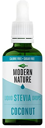 Modern Nature Coconut Flavour Drops Sugar Free Water Stevia Sweetener | Sugar Free Syrup, Zero calories, Liquid stevia drops, Natural water flavouring, for protein shakes, flavoured drinks 50ml