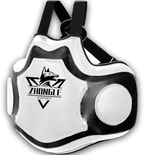 Professionelle Boxen Brustschutz, Coach's Boxingweste, Kampfsport Heavy Hitter Boxen Body Pad, Taekwondo Brustziel, Leder Körperschutz für Boxen, MMA, Kickboxen, Muay Thai(weiß)