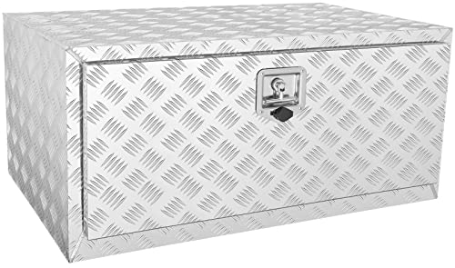 VEVOR Underbody Truck Box, 36×24×24 Pickup Storage Box, Heavy Duty Aluminum Diamond Plate Tool Box with Lock and Keys, Waterproof Trailer Storage Box with T-Handle Latch for Truck, Van, Trailer