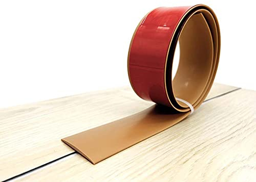 PVC Selbstklebend Abdeckleiste 1/3/10M Übergangsprofil Wasserdicht Selbstklebend,Übergangsschiene Abschlussprofil,Gummi Wandsockelleiste,Boden Teppich Laminat (Braun, 3M)