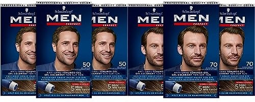 Men Perfect Schwarzkopf 50 Haartönung Hellbraun & Schwarzkopf 70 Haartönung Dunkelbraun, hochwertige Haarfarbe gegen graue Haare 3er Pack (3 x 40ml)