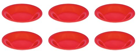 Dekorah 6 Piatti Fondi Piccoli Rossi, ideali per bambini, scuole, asili, in melamina, lavabili facilmente. Piatto Fondo ideale per il Natale