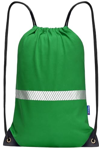 AYKRM Rucksack mit Kordelzug grün Turnbeutel Sportbeutel Gym Bag Mit Aussentasche Verstellbar Tunnelzug Gymsack