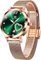 OLEVS Roségold Damen Uhr Eleagnt Edelstahl Analog Armbanduhr für Damen Grün Farbe Großes Zifferblatt Leuchtende Quarz Damen Armbanduhr Diamant Herzform Mode Kleid Damenuhr Wasserdicht Minimalistisch