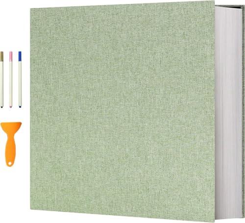 Vienrose Self Adhesive Photo Album 33 x 32cm for 600 Photos Scrapbook 120 Pages,Grass Green