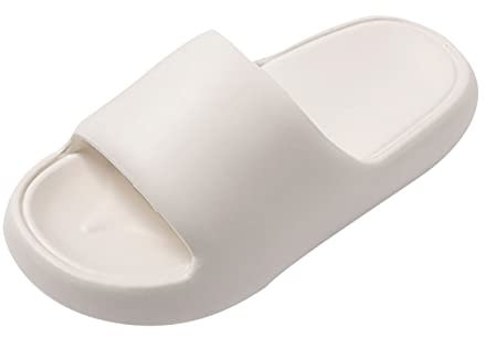Zapatillas de Baño Hombre Chanclas de Piscina Zapatillas Deporte Baratas Zapatillas de Hombre Color Sólido Simple Zapatillas Suaves Planas Cómodas paraInteriores Y Exteriores (White 41)