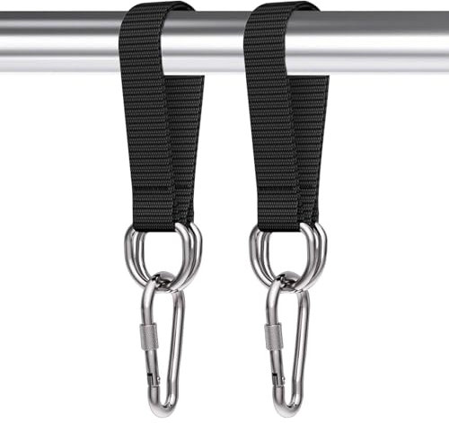 Hanging Straps Kit 25cm Hammock Tree Swing Rope with 2 Heavy Duty Safety Lock Carabiner and D-rings Hooks Polyester String for Outdoor Tree Chair Camping Hammocks Accessories, Holds to 100KG