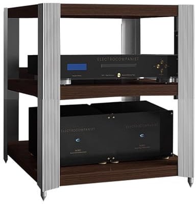 Elitix HiFi Rack Professionelles Audio-Video-Regalsystem, Platzsparend, Büro-Plattenspielersystem/Konsolenregal, Organizer für Elektronische Geräte, Vintage-Medienkonsole(S)