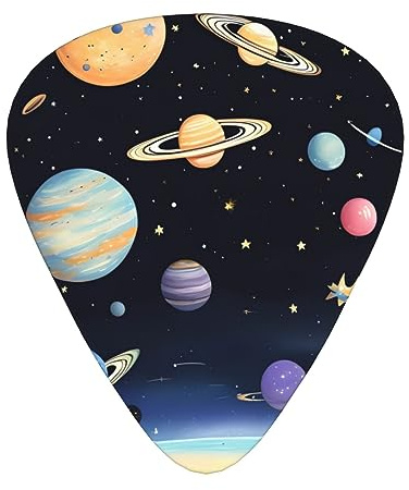 Saturn Jupiter Earth Gitarrenplektren, 12 Stück verschleißfeste Gitarrenplektren für Gitarre, Bass, E-Gitarre, Ukulele, dünn, mittel und schwer