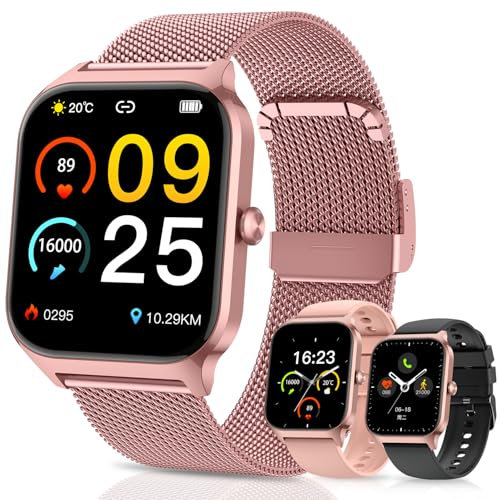 Smart Watch for Women Fitness Tracker: Rose Gold Make/Answer Call Smart Watches for Women Waterproof Digital Mens Watches Running Smartwatch Android Phone iPhone Samsung Compatible Heart Rate Monitor