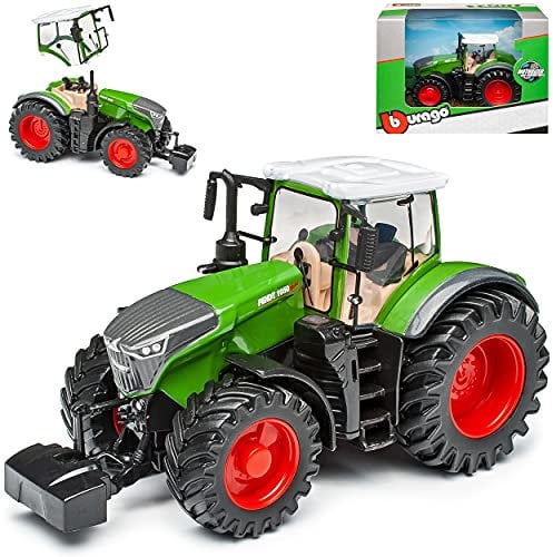 alles-meine.de GmbH Fendt 1000 Vario 1050 Traktor Grün Ab 2015 mit Schwungradmotor 1/43 Burago Modell Auto mit individiuellem Wunschkennzeichen