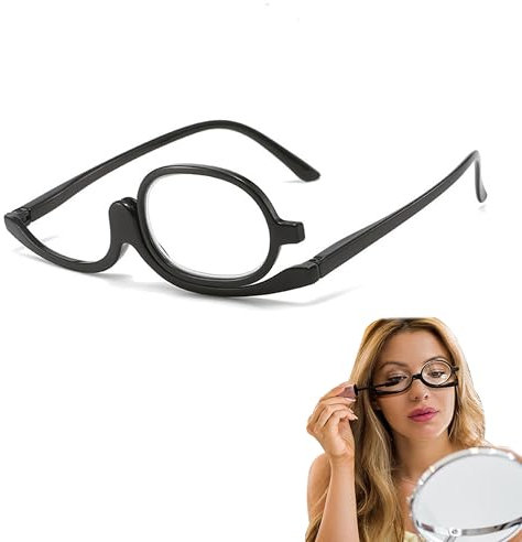 Lunettes de Lecture de Maquillage, Lunettes de Maquillage Grossissante à Lentille Unique Rotative, Lunettes Loupe Cosmétiques pour Femmes, Outil Essentiel de Maquillage