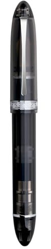erofa Majohn V60 Triangular Piston Fountain Pen Fine Nib, Transparent Gray Resin Writing Pen with Gift Box