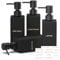 RTUOHUIN Seifenspender Schwarz Matt, 4er 350 ml Seifenspender Glas Set für Küche und Badezimmer, Moderne Spülmittelspender, Shampoo Flaschen zum Befüllen mit Kunststoffpumpe Wasserdichten Etiketten