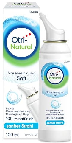OtriNatural Nasenreinigung Soft, Nasenspülung, 100 % natürlich, Meerwasser Nasenspray, reinigt & spült Nasenhöhlen, Nasenspray, aus der Otriven-Familie, 0,9 % Natriumchlorid, 100 ml