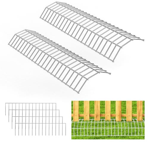 LAKNUAL Original Gate Plate, Metal Anti Animal Digging Fence, Dog Digging Deterrent, Hot-dip Galvanized Underground Gap Filler, 2 Pack with 4 Animal Fence Barrier
