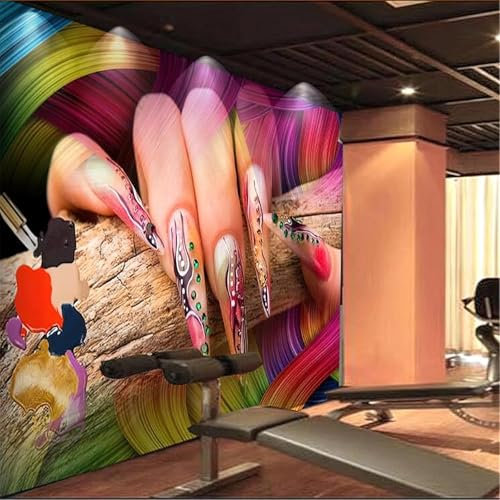 Mural Wallpaper Nail Salon 3D Effect Nail Salon Wallpaper Photo Poster Art Deco Wall Murals for Living Room Bedroom Corridor 150x105 cm 5762a