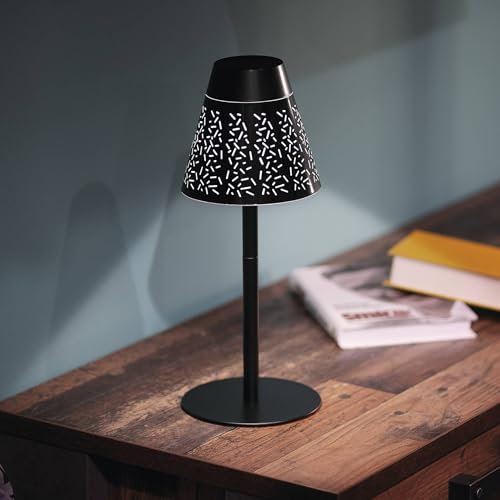 EMOS LED Akku-Tischlampe GRACE 4,2W, Helligkeit 80lm - wiederaufladbarer 2200mAh Li-Ion Akku mit 50h Leuchtdauer - Neutralweiß 4000K, dimmbar - 1,5m USB-C/A Ladekabel - schwarz