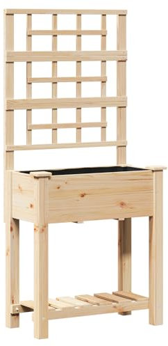 vidaXL Cache-Pot de Jardin Beige 71 x 38 x 152 cm Bois de Sapin Massif, Jardin et Terrasse, Bac à Plantes Moderne, Rangement Rectangulaire, Treillis Décoratif