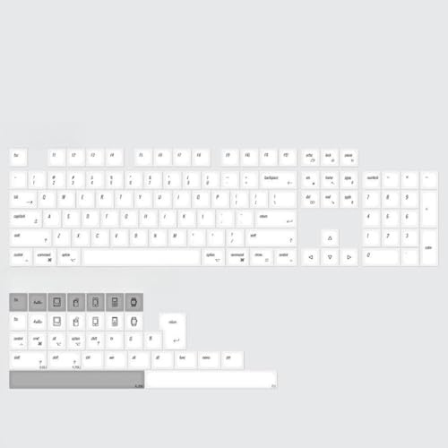 QPSJXN PBT 141 Marshmallow Keycap Set KOA Profile 7U Japanese Russian Korean Mechanical Keyboards ISO Key Caps(MAC Apple Style-EN)