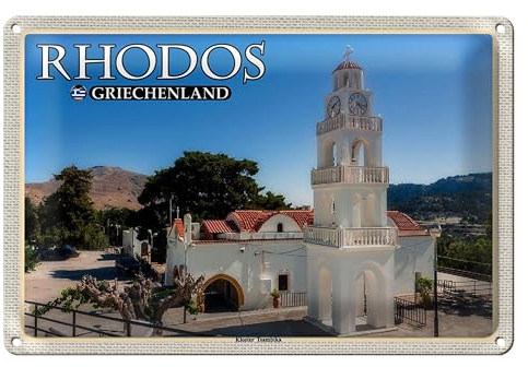 Blechschild Rhodos | Griechenland | Kloster Tsambika | Dekoration | 18 cm x 12 cm