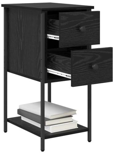 vidaXL Nachttisch Schwarze Eiche 32 x 42 x 70 cm Holzwerkstoff, Moderner Nachttisch, rechteckig, Coole Ablage, kompakter Tisch für Dein Schlafzimmer, schickes Möbelstück