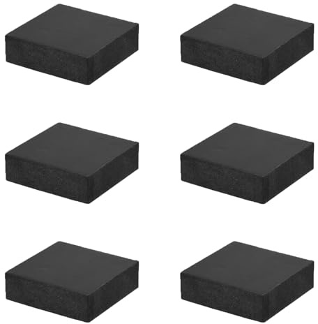 6 Pcs Rubber Anti Vibration Pads Hard Pad, 10mm Thickness Non Slip Rubber Blocks, 50mm Square Vibration Isolation Mats, Anti-Skid Anti Noise for HVAC, Compressor, Air Conditioner