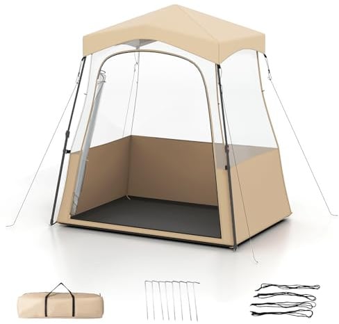 HOMASIS Transparentes Pop up Bubble Zelt, Wurfzelt mit klarer Sicht, faltbares Zelt mit Tragetasche & Bodenmatte, Wetterfest PVC Sportzelt, Outdoor Campingzelt für Sportveranstaltungen