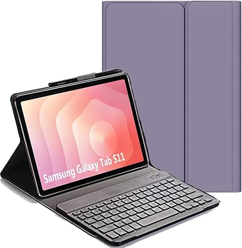 YHFZR Tastiera Custodia per Samsung Galaxy Tab S11 Tablet 11 Pollici SM-X730/X736B, QWERTY Sottile PU Custodia con Supporto Cover Tastiera Rimovibile Wireless Keyboard, Viola