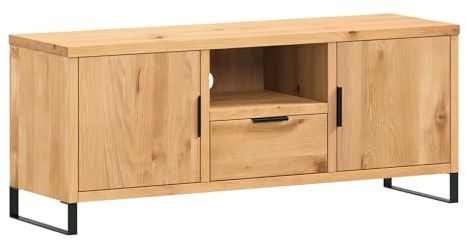 Woodkings TV-Bank Sydney Holz Wildeiche I TV-Board 134x55x41 mit Ablage, Türen und Schubkasten I Lowboard TV-Regal Stauraum Wohnzimmer TV-Möbel