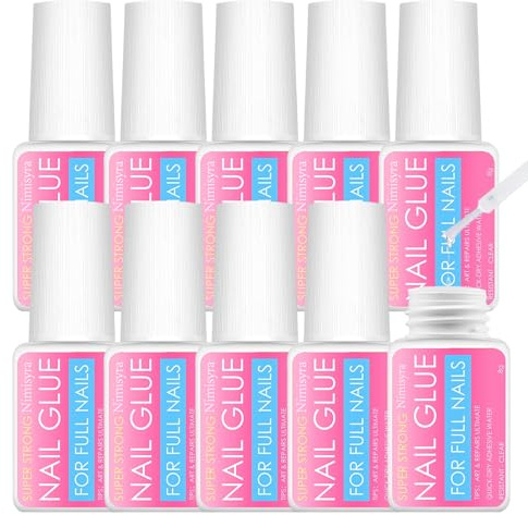 10 * 8g False Nail Glue, Portable Nails Glue, Quick Dry False Fake nail glues, Brush Head Design for easy application, Adhesive Bond glue for Stick Press on nails, Suitable For daily use(1pcs/1£)