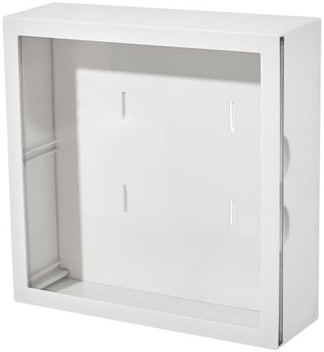 Weiße Wandvitrine aus Kunststoff mit Klebemontage | ABS Aufbewahrung, für Bastelraum und Schreibtisch, Schlichtes Design, Hält Flächen Ordentlich