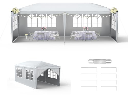 LZQ Pavillon Partyzelt Gartenpavillon 3x6 m Stabiles Stecksystem Wasserdichtes Festzelt mit Fenstern, Dach & 6 Seitenwänden, Bierzelt Outdoor Gartenzelt für Party, Camping, Markt, Grau