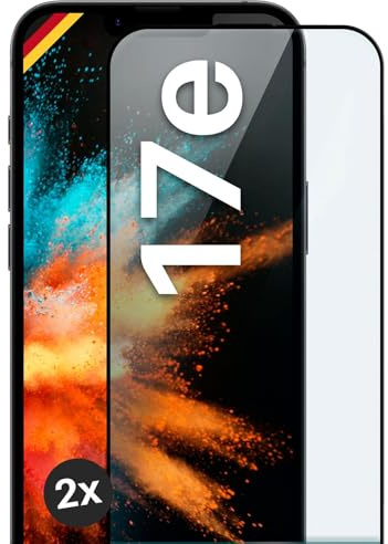 moex CurveProtect für iPhone 17e Panzer Schutzglas, Full Screen Schutzfolie randlos, ganzer Bildschirm komplett abgedeckt, Panzerfolie Curved 3D Glas Folie, Schwarz 2 Stück