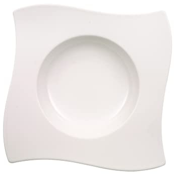 Villeroy & Boch NewWave Plato sopero, de Onduladas Formas, Porcelana, Blanco, 24 cm