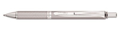 EnerGel Alloy RT Retractable Liquid Gel Pen, .7mm, Chrome Barrel, Black Ink