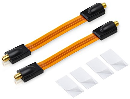 conecto 2X Premium Fensterdurchführung für SAT Kabel koaxial inkl. Klebepads (F-Kupplung auf F-Kupplung, vergoldet) 20 cm
