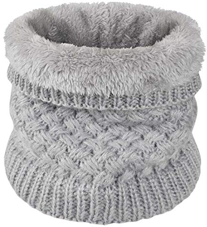 Yuson Girl Women knitted Snood Scarf Loop Infinity fur Neckerchief Lady Neck Warmer Wrap Scarves (Gray)(Size: One Size)