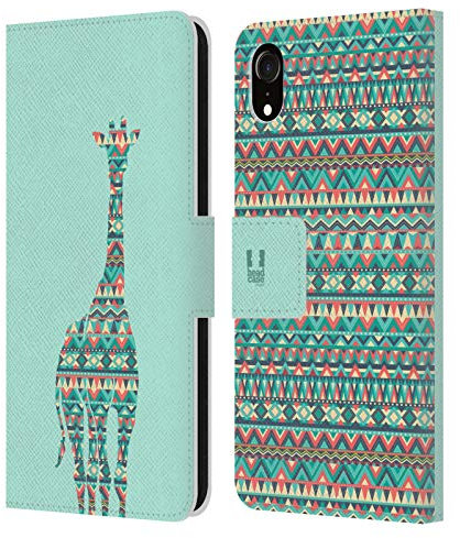 Head Case Designs Giraffe Patterned Animal Silhouettes Leather Book Wallet Case Cover Compatible With Apple iPhone XR
